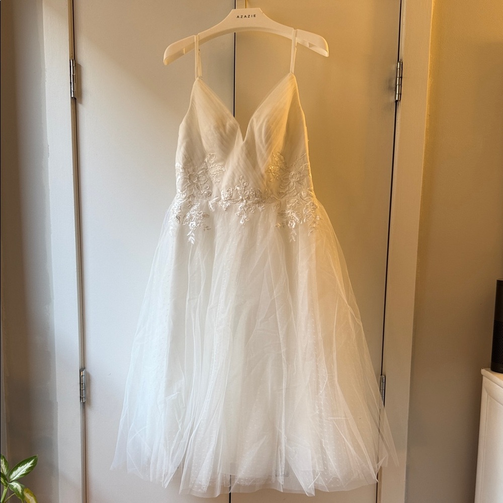 Azazie White Midi Dress
